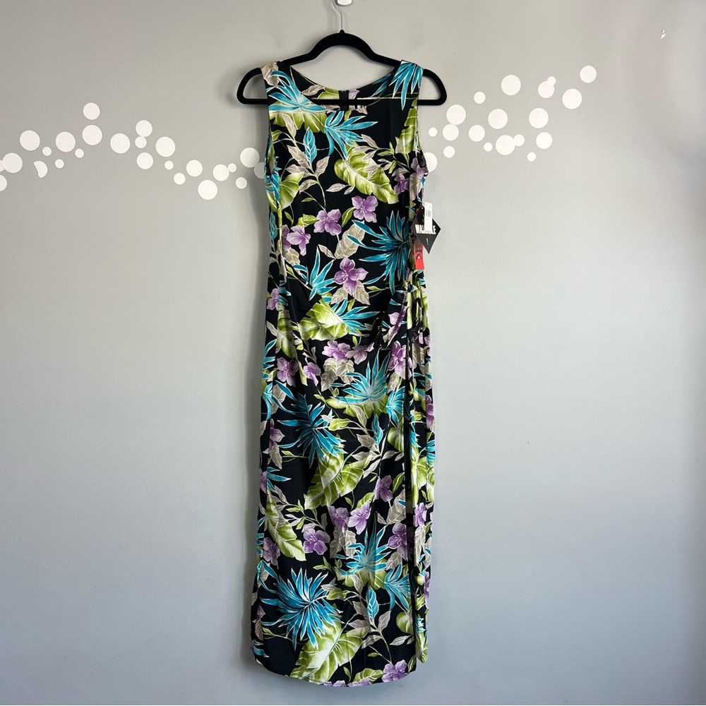 R & K Originals Vintage Tropical Floral Sleeveless Dress Size 6